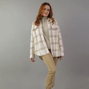 American Eagle Women Oversized Plaid Fleece XL